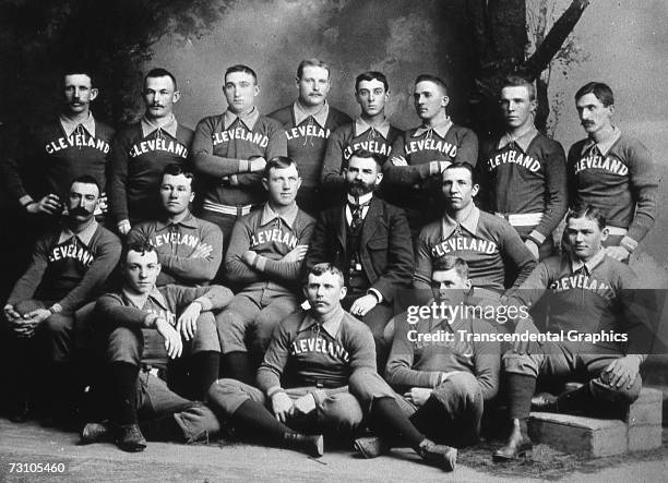 The Cleveland Spiders Base Ball Club poses for a team portrait in 1890. Cy Young is in the photo, middle row, third from left.