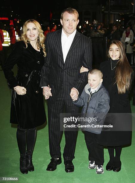 Singer Madonna arrives with her husband Guy Ritchie and children Rocco and Lourdes at the UK Premiere of "Arthur And The Invisibles" at the Vue West...
