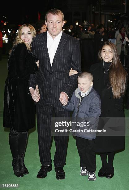 Singer Madonna arrives with her husband Guy Ritchie and children Rocco and Lourdes at the UK Premiere of "Arthur And The Invisibles" at the Vue West...