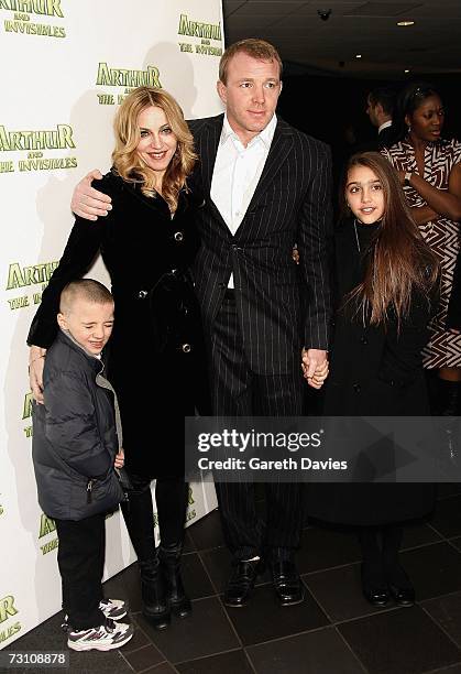 Madonna, husband Guy Ritchie, daughter Lourdes and son Rocco arrive at the UK premiere of "Arthur And The Invisibles" at Vue cinema, Leicester Square...