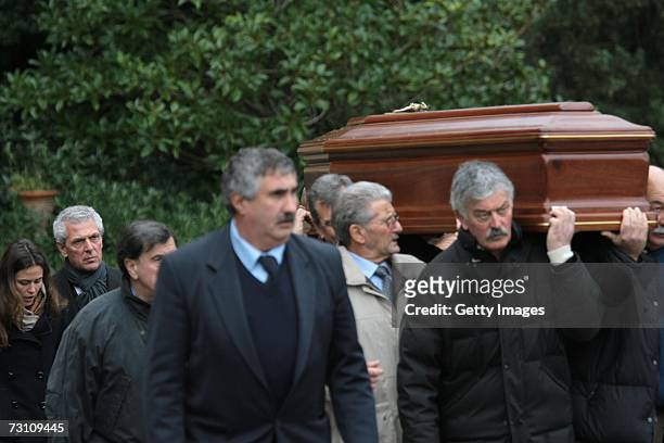 Marco Tronchetti Provera CEO of Pirelli and C S.p.a and his daughter Ilaria follow the coffin of Leopoldo Pirelli during his funeral, on January 25,...