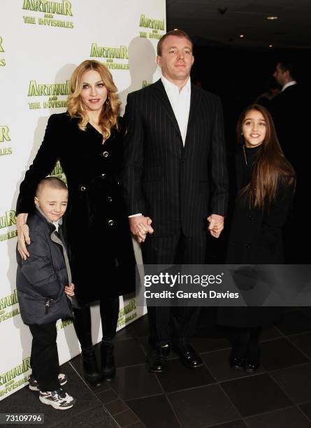 Madonna, husband Guy Ritchie, daughter Lourdes and son Rocco arrive at the UK premiere of "Arthur And The Invisibles" at Vue cinema, Leicester Square...