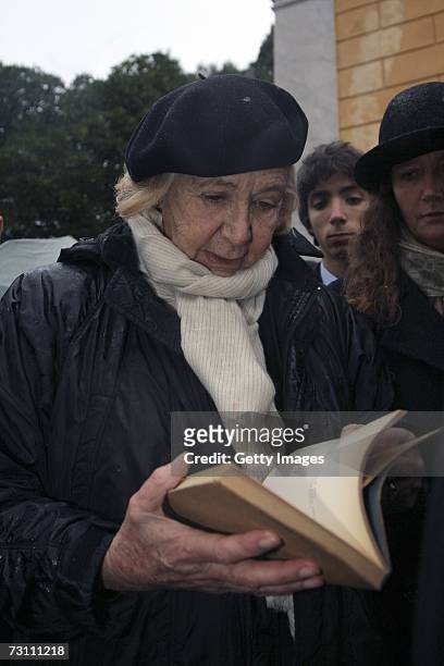Rosellina Archinto, wife of Leopoldo Pirelli, leaves his funeral on January 25, 2007 in Portofino, Italy. Pirelli, the 81year-old honorary President...