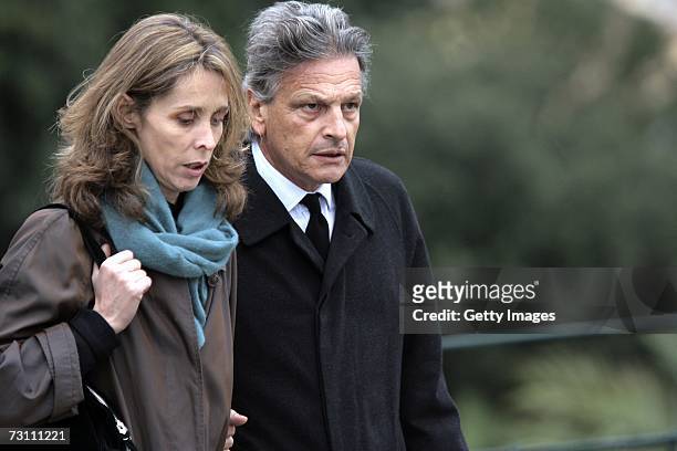 Carlo Puri Negri CEO of Pirelli & C. Real Estate and his wife Giulia arrive at the Leopoldo Pirelli funeral, on January 25, 2007 in Portofino, Italy....