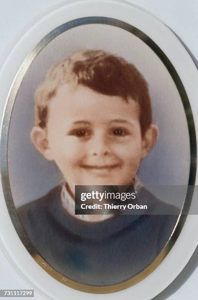 Photograph on the grave of four year-old Grégory Villemin , 16th October 1989. The boy was murdered four years previously near Docelles in the French...