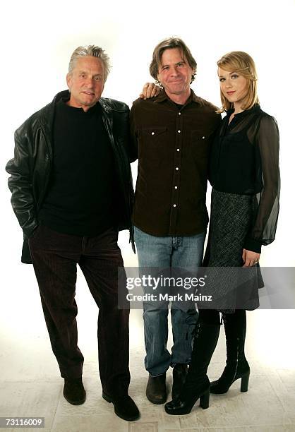 Actor Michael Douglas, writer/Director Mike Cahill and actress Evan Rachel Wood from the film "King of California" pose for a portrait during the...