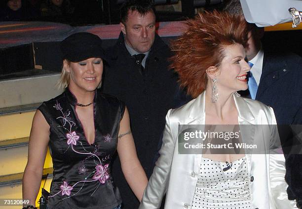 Cleo Rocos and Jo O'Meara pose for photographers after being the 4th and 5th people to be evicted from the Celebrity Big Brother House on January 26,...