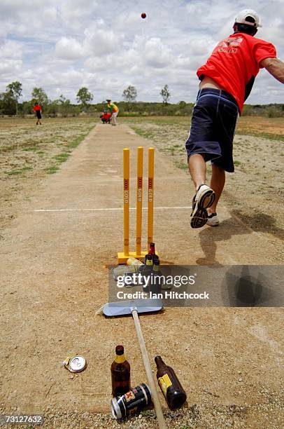 Member of the team 'Dilligaf' sends down a delivery during the Goldfield Ashes January 26, 2007 in Charters Towers, Australia. Every Australia Day...