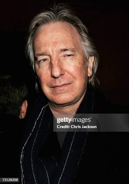 Alan Rickman poses for a photograph at Wilton's Music Theatre during the Uncle Vanya after party on Jauary 26, 2007.