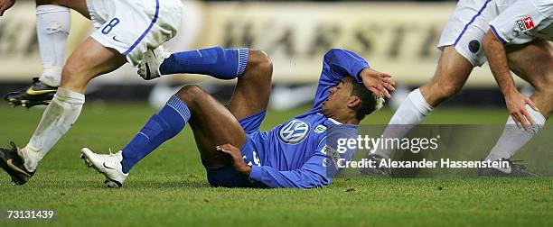 Wolfsburgs new player Marcelinho in action during the Bundesliga match between Hertha BSC Berlin and VFL Wolfsburg at the Olympic stadium on January...