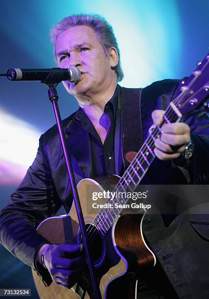 Singer Johnny Logan performs at the Kitz Race Party after the Hahnenkamm slalom races January 27, 2007 in Kitzbuehel, Austria.