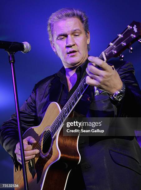 Singer Johnny Logan performs at the Kitz Race Party after the Hahnenkamm slalom races January 27, 2007 in Kitzbuehel, Austria.