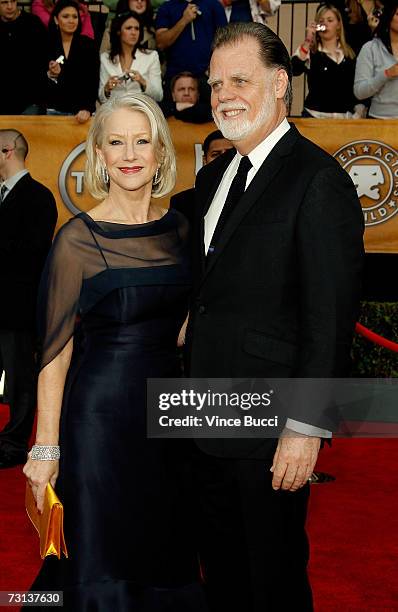 Actress Dame Helen Mirren and husband producer/director Taylor Hackford arrive at the 13th Annual Screen Actors Guild Awards held at the Shrine...