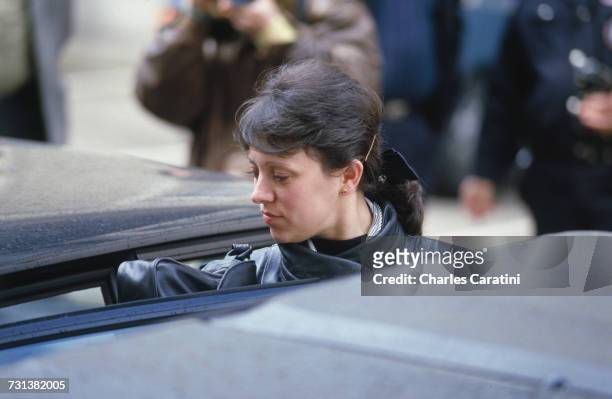 Christine Villemin outside the courthouse in Dijon, France, 23rd March 1988. She is testifying, along with her husband , Jean-Marie, before Judge...
