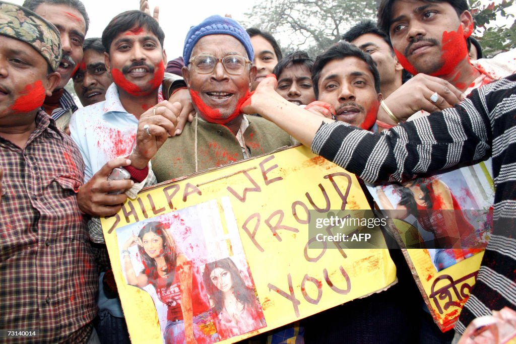 Indian fans of actress Shilpa Shetty cel...