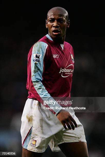 Luis Boa Morte of West Ham looks on during the FA Cup sponsored by E.ON 4th Round match between West Ham United and Watford at Upton Park on January...