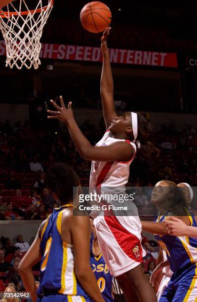 Crystal Langhorne of the Maryland Terrapins drives to the hoop against UC Santa Barbara Gauchos December 2, 2006 at Comcast Center in College Park,...