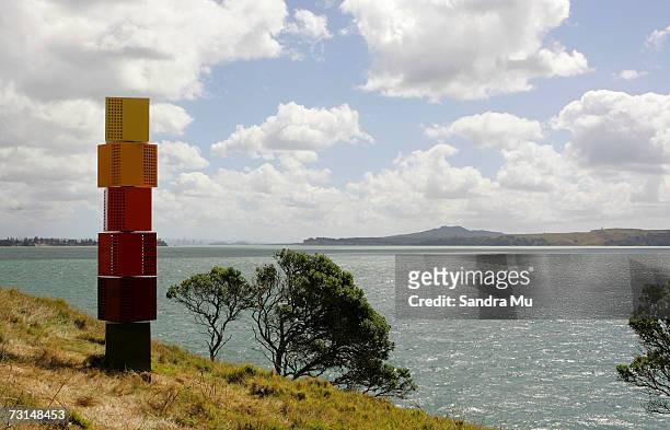 Gallant Tree' sculpture by Leon van den Eijkel is displayed on the hillside as part of the Sculpture on the Gulf at Waiheke Island, January 30, 2007...