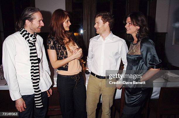 Supermodel Helena Christensen with Net-A-Porter.com's chairman Natalie Massenet , her business partner Leif Sigersen and Tom Aiken at Tom Aiken's...