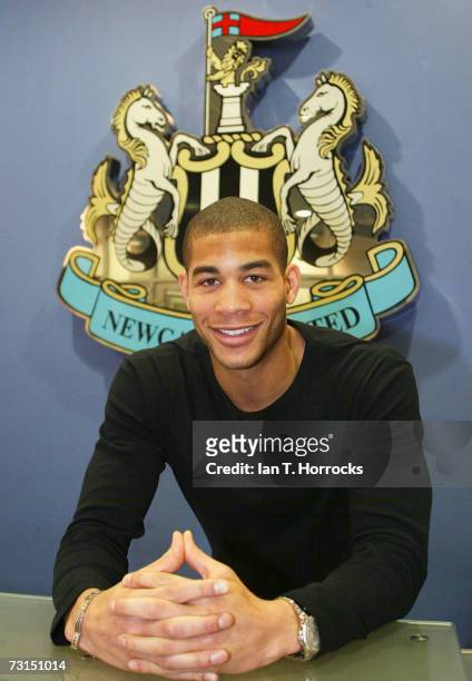 Oguchi Onyewu, Newcastle United's new loan signing, poses at St. James' Park on January 30, 2007 in Newcastle-upon-Tyne, England.