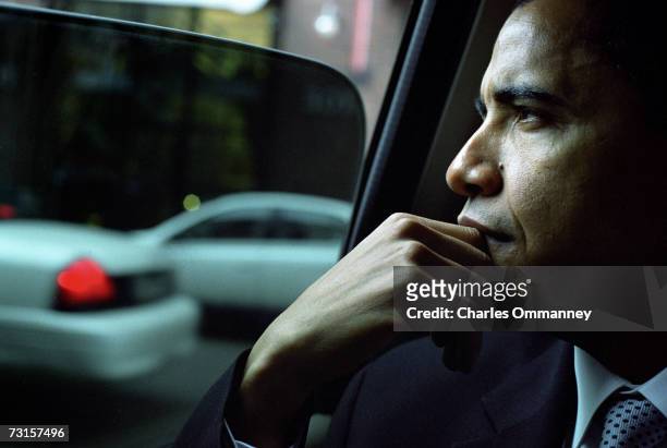 Democratic Senator Barack Obama drives from his home on December 8, 2004 in Chicago, Illinois. The Senator will give the keynote address at the...