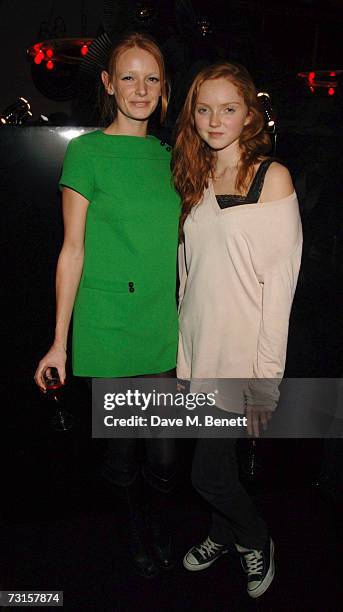 Olivia Inge and Lily Cole attend the launch party for new range of bags created by Mulberry for Giles, at Harvey Nichols on January 30, 2007 in...