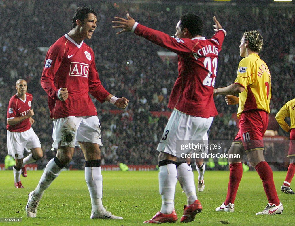 Football 2007 Cristiano Ronaldo of Manchester United celebrates scoring United's ...