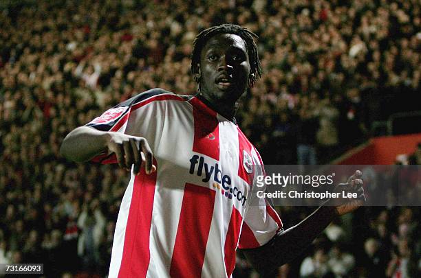 Kenwyne Jones of Southampton celebrates scoring their first goal during the Coca-Cola Championship match between Southampton and Sheffield Wednesday...