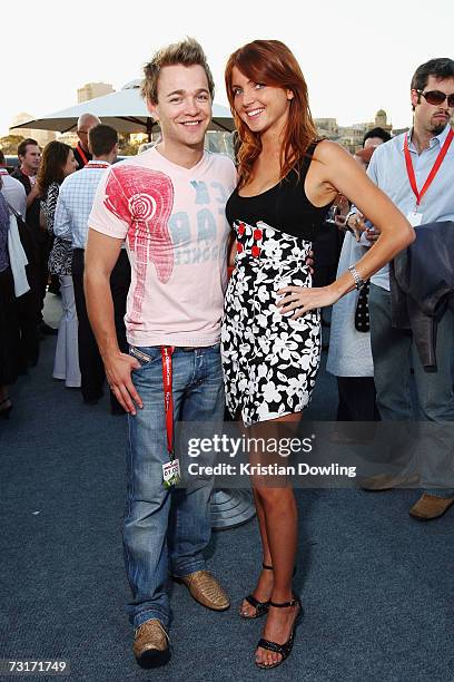 Pesonalites Nikki Osborne and Brodie Young attend the St George OpenAir Cinema Launch, screening "Stranger Than Fiction", at the Birrarung Marr on...