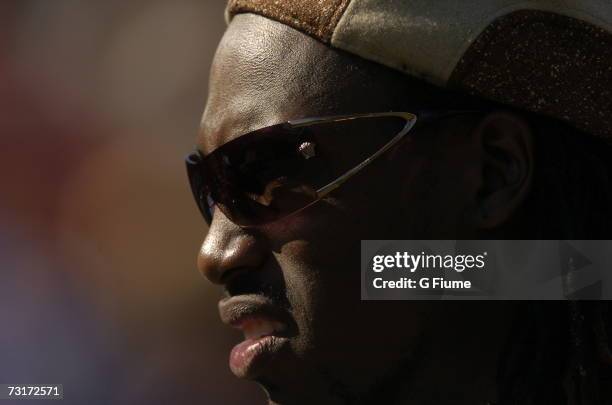 Vernon Davis of the San Francisco 49ers watches the game between the Maryland Terrapins and the North Carolina State Wolfpack October 21, 2006 at...