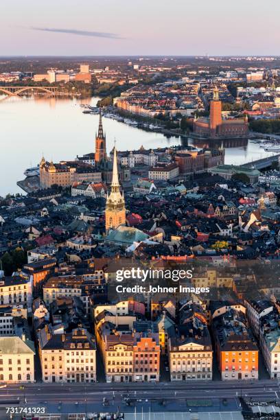 aerial view of stockholm old town, sweden - stockholm ストックフォトと画像