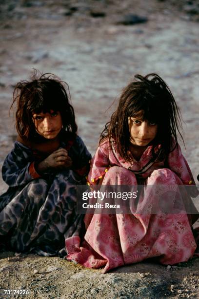 Portraits of two Pachtun girls living in the village of Petawga? in the Pashtun tribal zone of Waziristan on July, 2004 in Afghanistan.