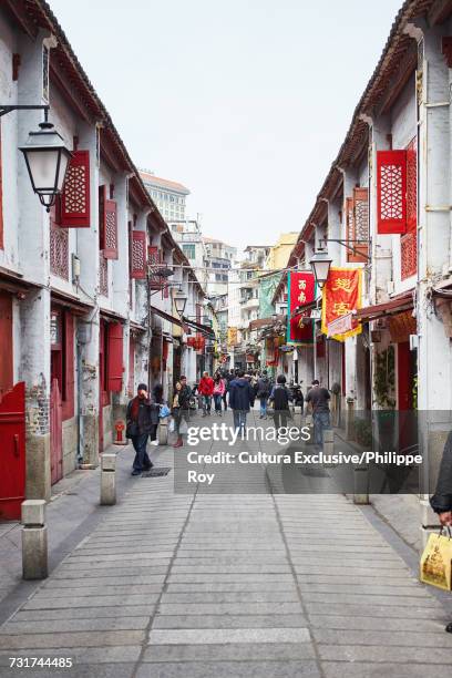 street in old red light district, macau - macao stock pictures, royalty-free photos & images