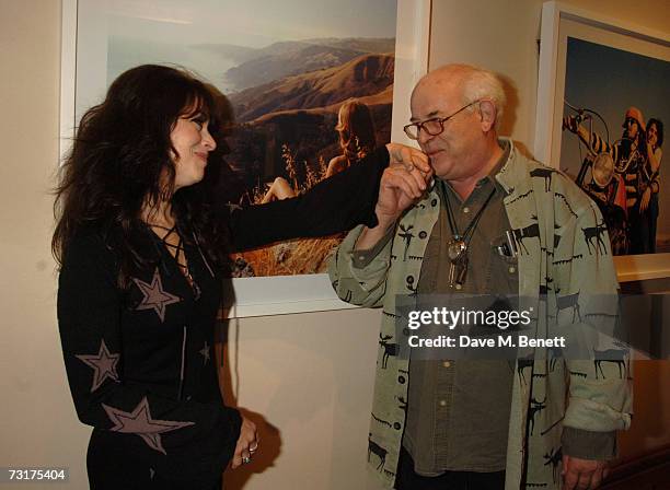 Ralph Steadman and Laila Nabulsi attend the private view of "Hunter S Thompson: Gonzo" at the Michael Hoppen Gallery February 1, 2007 in London,...