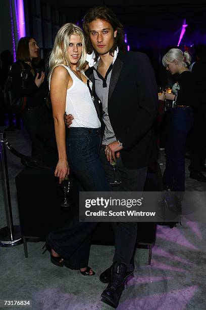 Alexandra Richards and singer Zander Bleck attend the Miss Sixty Fall/Winter 2007 collection after party at 7 World Trade Center on February01, 2007...