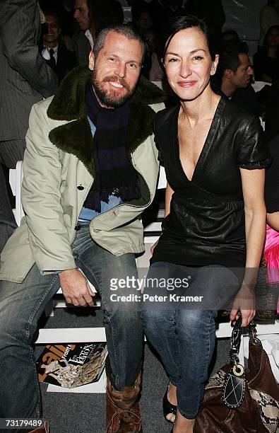 Designer Cynthia Rowley and her husband Bill Powers attend the John Bartlett Fall 2007 fashion show during Mercedes-Benz Fashion Week in the Salon in...