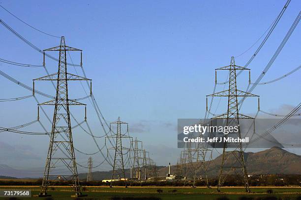 Electric pylons are pictured near on February 2, 2007 near Kincardine, Scotland. Reports by The Intergovernmental Panel on Climate Change , made up...