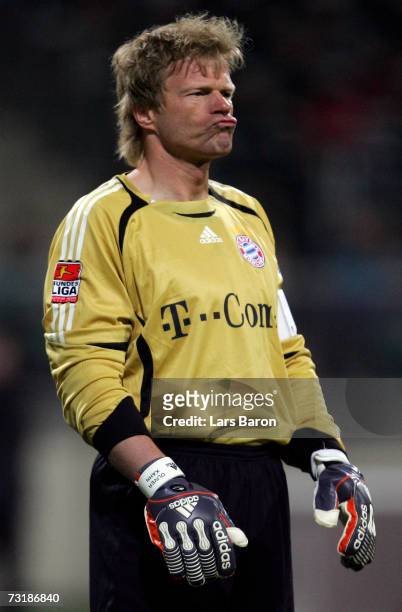 Goalkeeper Oliver Kahn of Munich looks on during the Bundesliga match between 1.FC Nuremberg and Bayern Munich at the EasyCredit stadium on February...