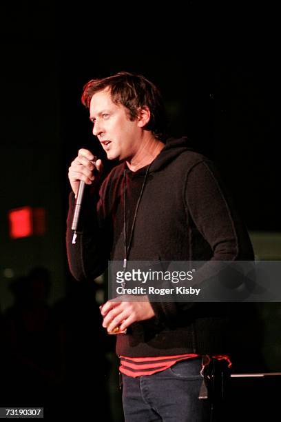Artist Doug Aitken introduces Cat Power at the MoMA on February 2, 2007 in New York City.