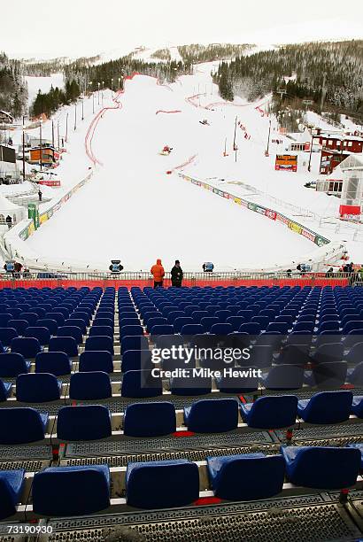 The Men's Super G competition is postponed due to strong winds on the mountain during day one of the FIS World Ski Championships on February 3, 2007...