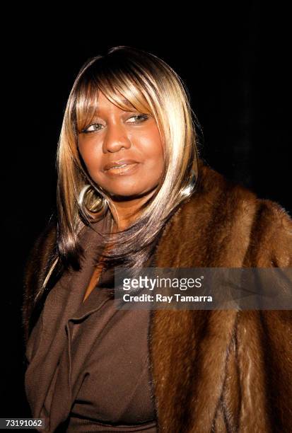 Socialite Janice Combs attends the Baby Phat By Kimora Lee fashion show at the Roseland Ballroom during Mercedes-Benz Fashion Week February 02, 2007...