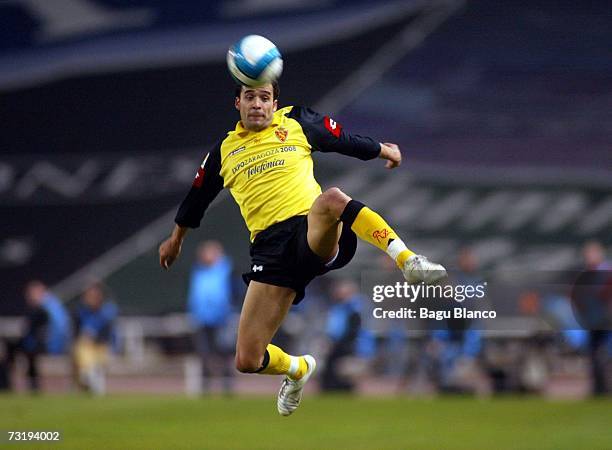 Juanfran of Zaragoza in action during the match between RCD Espanyol and Real Zaragoza, of La Liga at the Lluis Companys stadium on February 03, 2007...