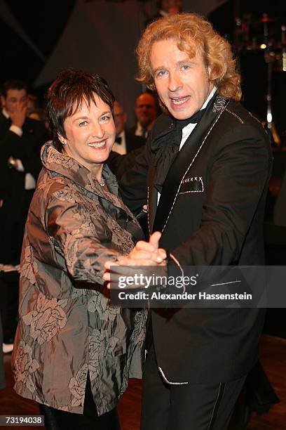 German Justice minister Brigitte Zypries dances with TV-presenter Thomas Gottschalk during the 2007 Sports Gala " Ball des Sports " at the Rhein-Main...