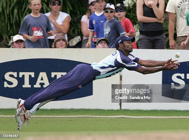 Mayu Pasupati of Auckland catches the ball to dismiss Greg Todd of Otago during the Twenty20 Final match between State Auckland Aces and State Otago...
