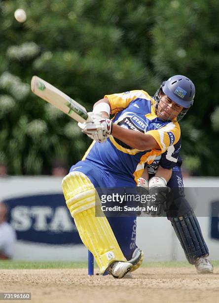 Kieran Noema-Barnett of Otago in action during the Twenty20 Final match between State Auckland Aces and State Otago Volts at Eden Park Outer Oval...