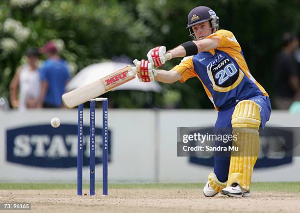 Aaron Redman of Otago in action during the Twenty20 Final match between State Auckland Aces and State Otago Volts at Eden Park Outer Oval February 4,...