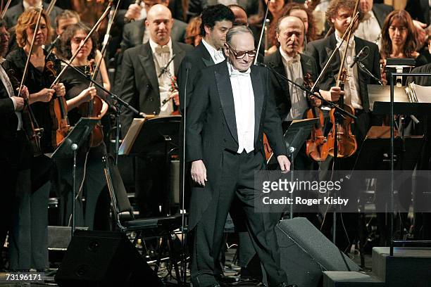 Composer Ennio Morricone is seen at Radio City Music Hall on February 3, 2007 in New York City.