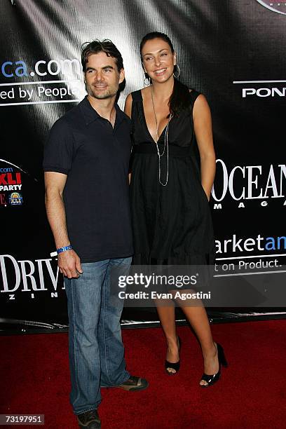 Driver Jeff Gordon and wife Ingrid Vandebosch attends The MarketAmerica.com SUPER XLI PARTY at 8th Street and Ocean Drive on February 3, 2007 in...