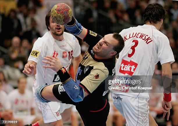 Christian Schwarzer of Germany in action during the IHF World Championship final between Germany and Poland at the Cologne Arena on February 4, 2007...