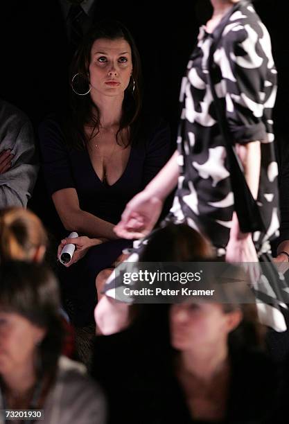 Actress Bridget Moynahan attends the Diane Von Furstenberg Fall 2007 fashion show during Mercedes-Benz Fashion Week in the Tent in Bryant Park...